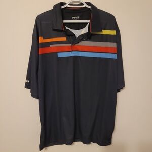 Ping Dri Fibre Dynamics Black Polo Golf Shirt with Striped Design Size XXL